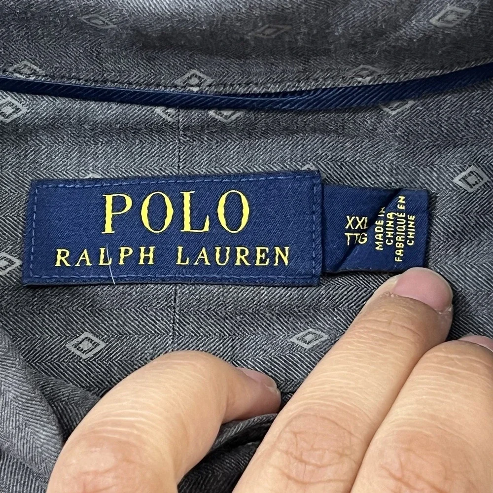Polo Ralph Lauren Shirt Mens XXL Diamond‎ Classic Pony Preppy Casual Long Sleeve